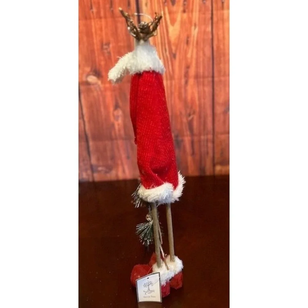 Christmas Whimsical Reindeer Set couple  Figurines  Red Scarf &‎ Pants holiday